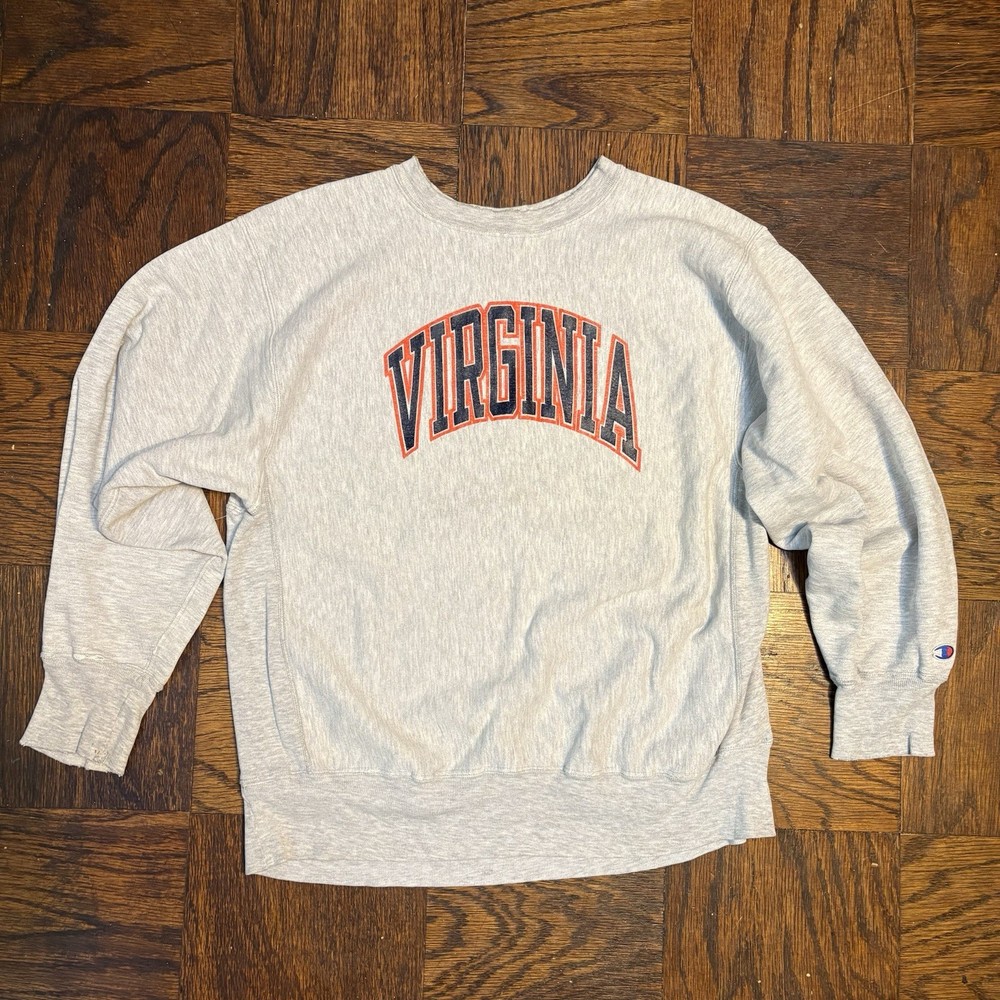 Vtg 80s University of Virginia Champion Reverse Weave Crewneck Sweatshirt XL USA