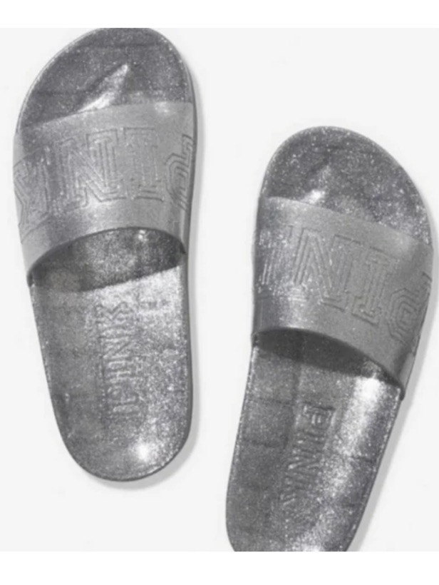 Victoria's Secret Pink Metallic  Slides Flip Flops Sandals Small #5