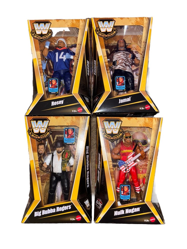 Mattel - WWE Legends Elite 23 lot of 4 Hulk, Big Bubba, Rosey and Jamal - NIB