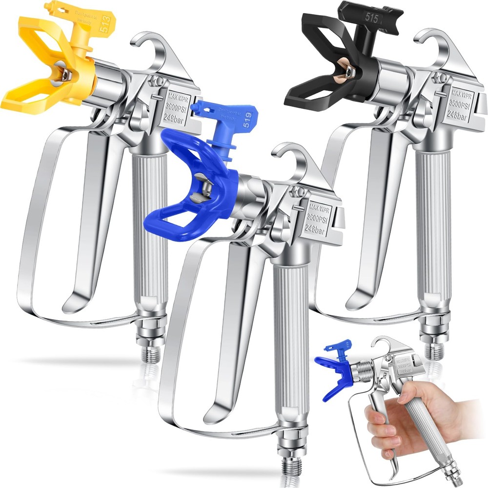3600PSI Airless Paint Spray Gun Kit with 3 Tips & Swivel Joint - 513/515/519  
