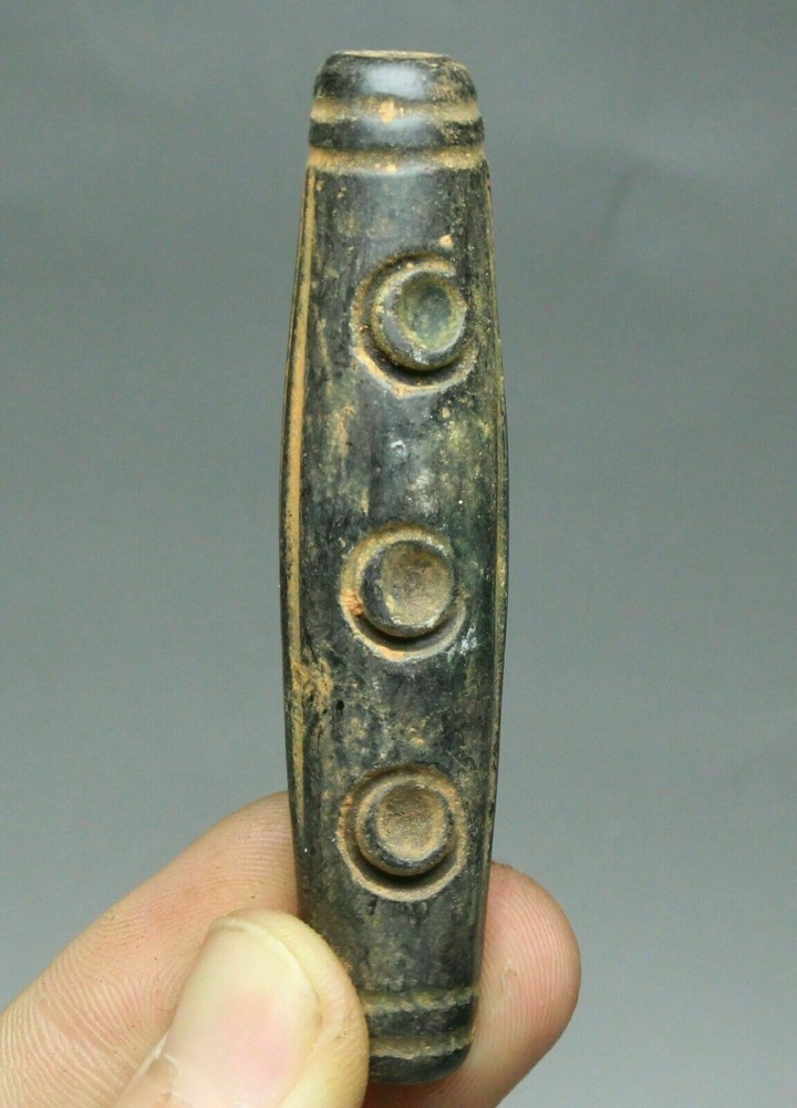 7CM Ancient Hongshan Jade Dzi Yucong Viet Cong Amulet Pendant