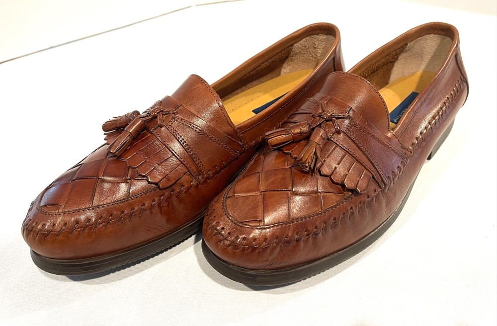 Georgio Brutini Austin Brown Leather Weave Tassel Loafers Men’s Size 13