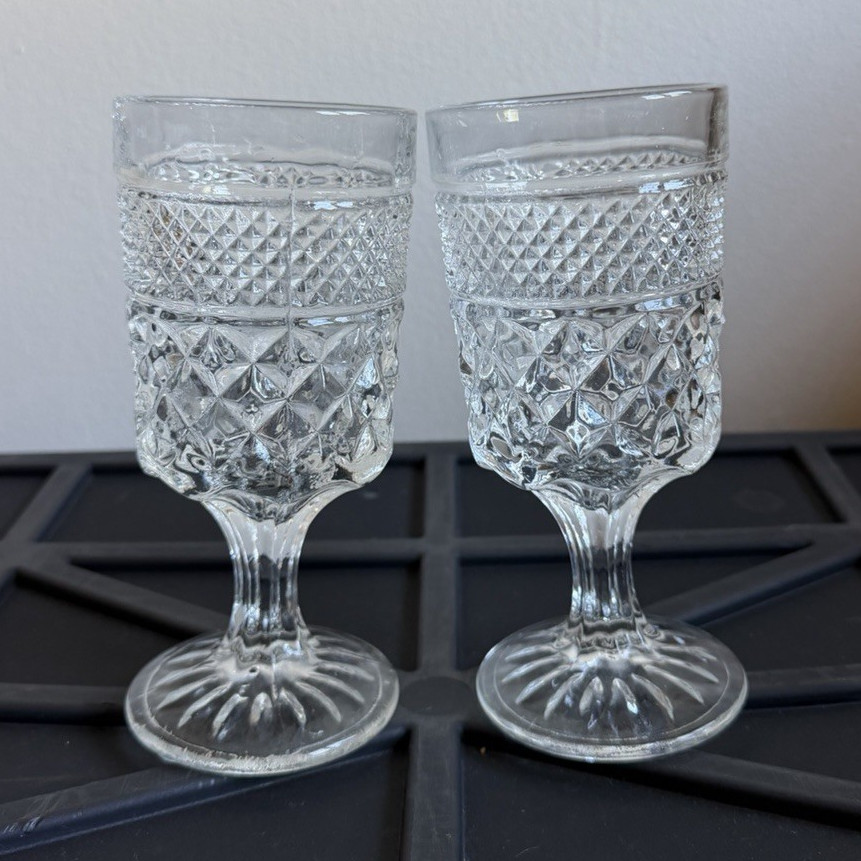 Vintage Anchor Hocking Wexford Water Goblets set of 2