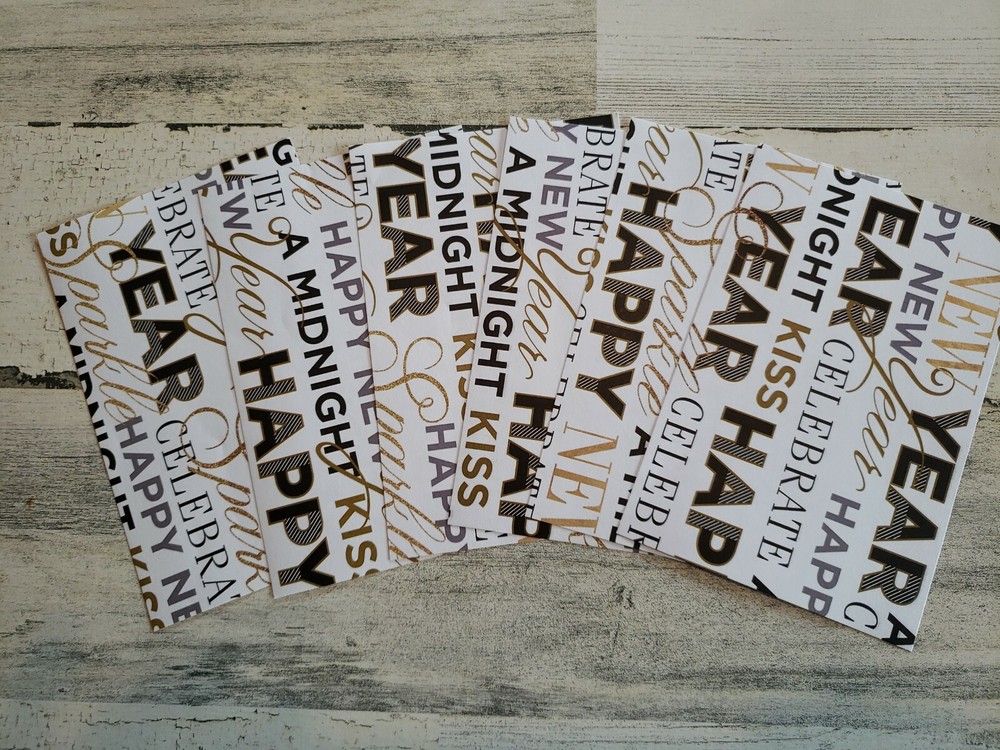 6 pieces of New years wirds Scrapbook Paper 4x6 photo mats #287-image