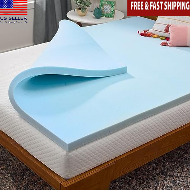 2 In Gel Memory Foam Mattress Topper Cooling Pressure Relief Dorm Essentials