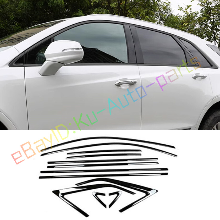 Black Steel Bottom Door Window Frame Sill Cover Trim For Cadillac XT5 2017-2023