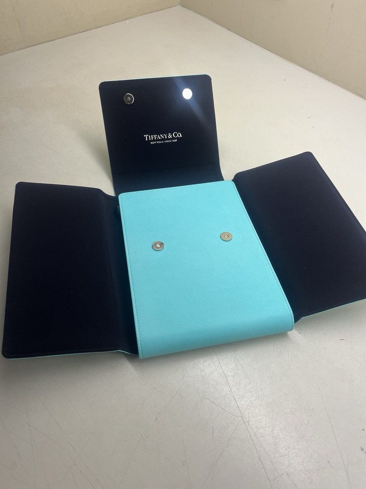 Tiffany & Co Blue Leather Jewelry Case Folding No Box