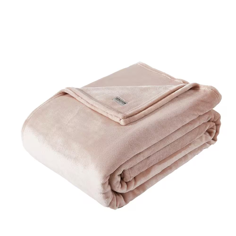 Reaction Solid Ultra Soft Plush 1-Piece Pink Microfiber Full/Queen Blanket-image