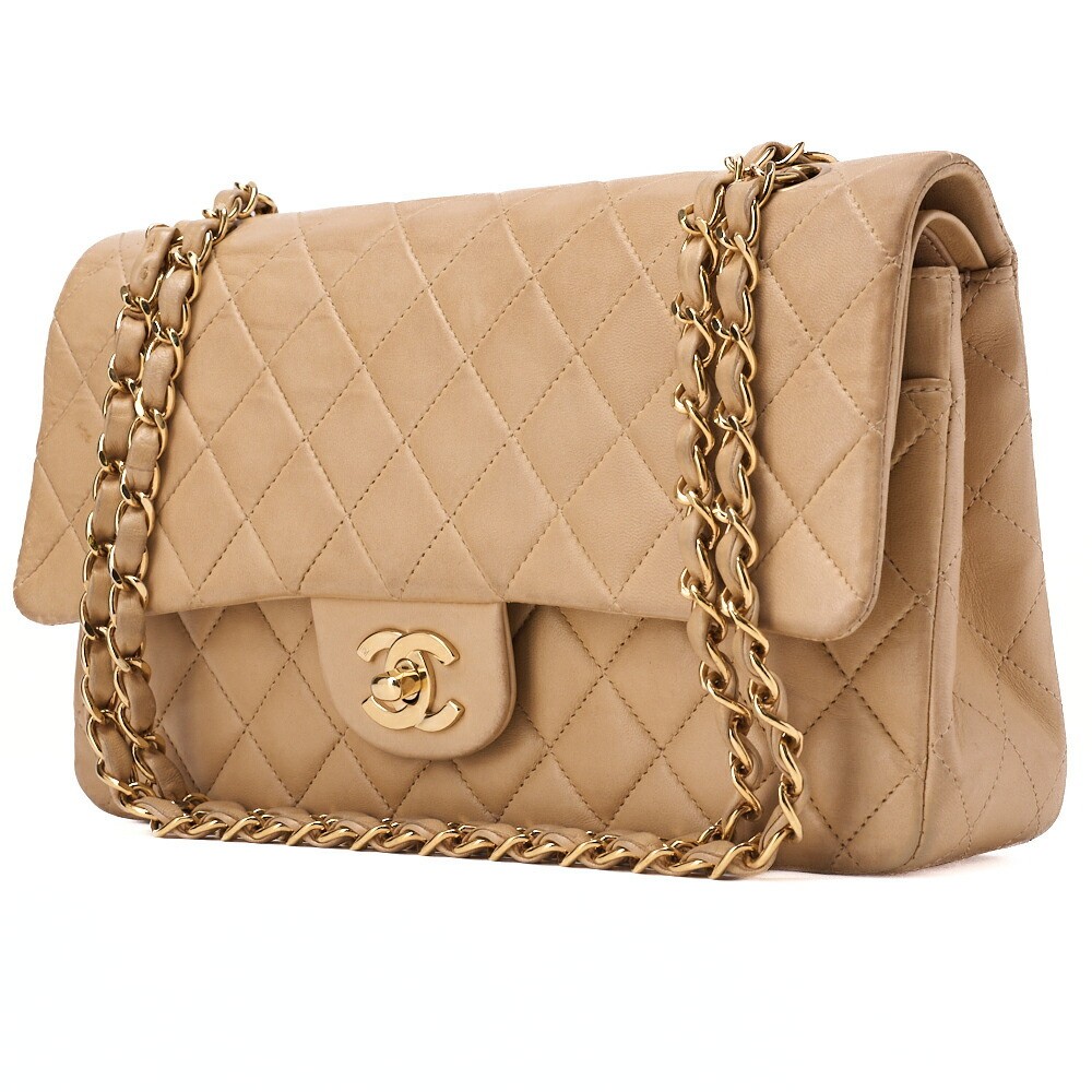 CHANEL Matelasse Double Flap Shoulder Bag 25cm Lambskin Chain 212295