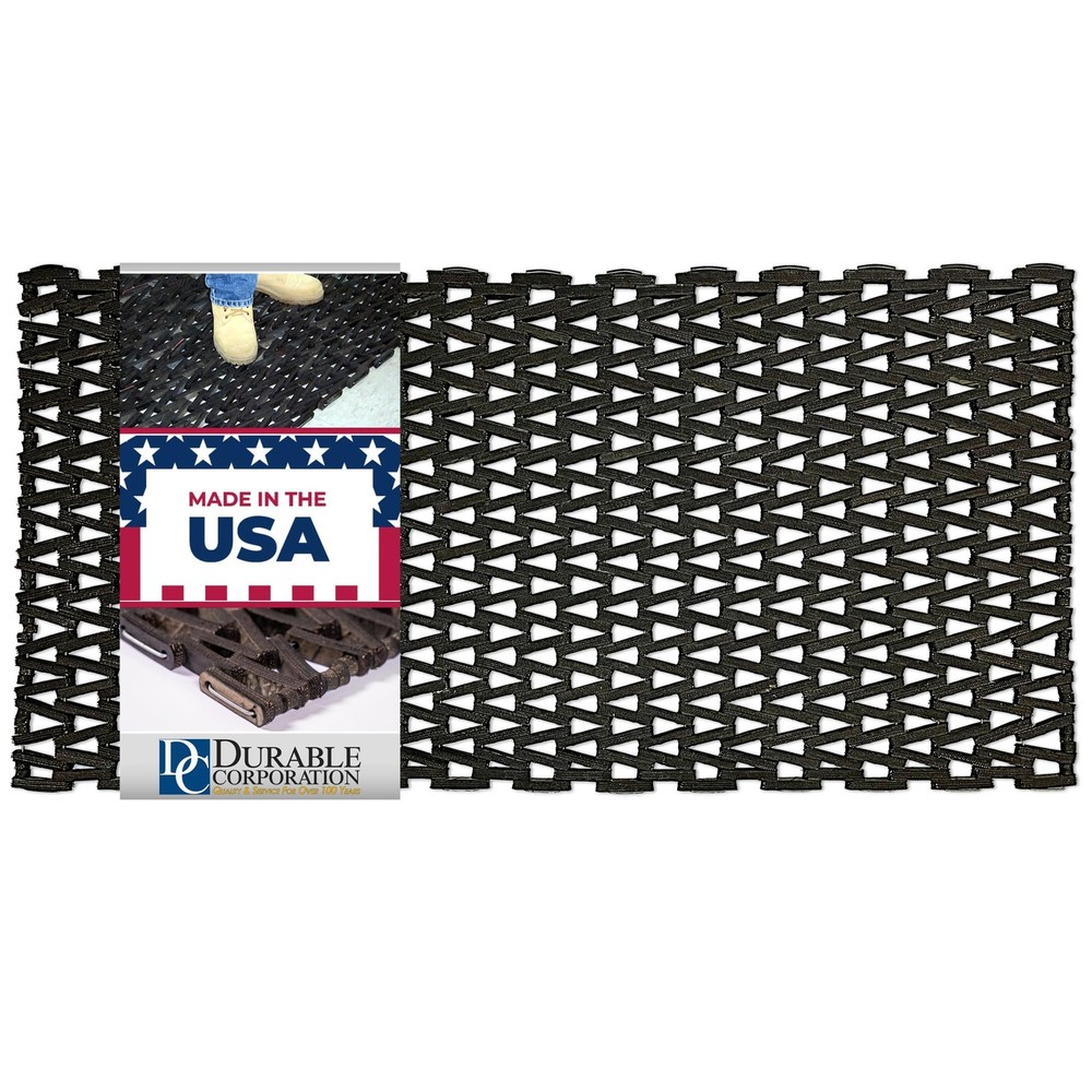 Recycled Tire Herringbone Weave Outdoor Entrance Mat 24x48 Black