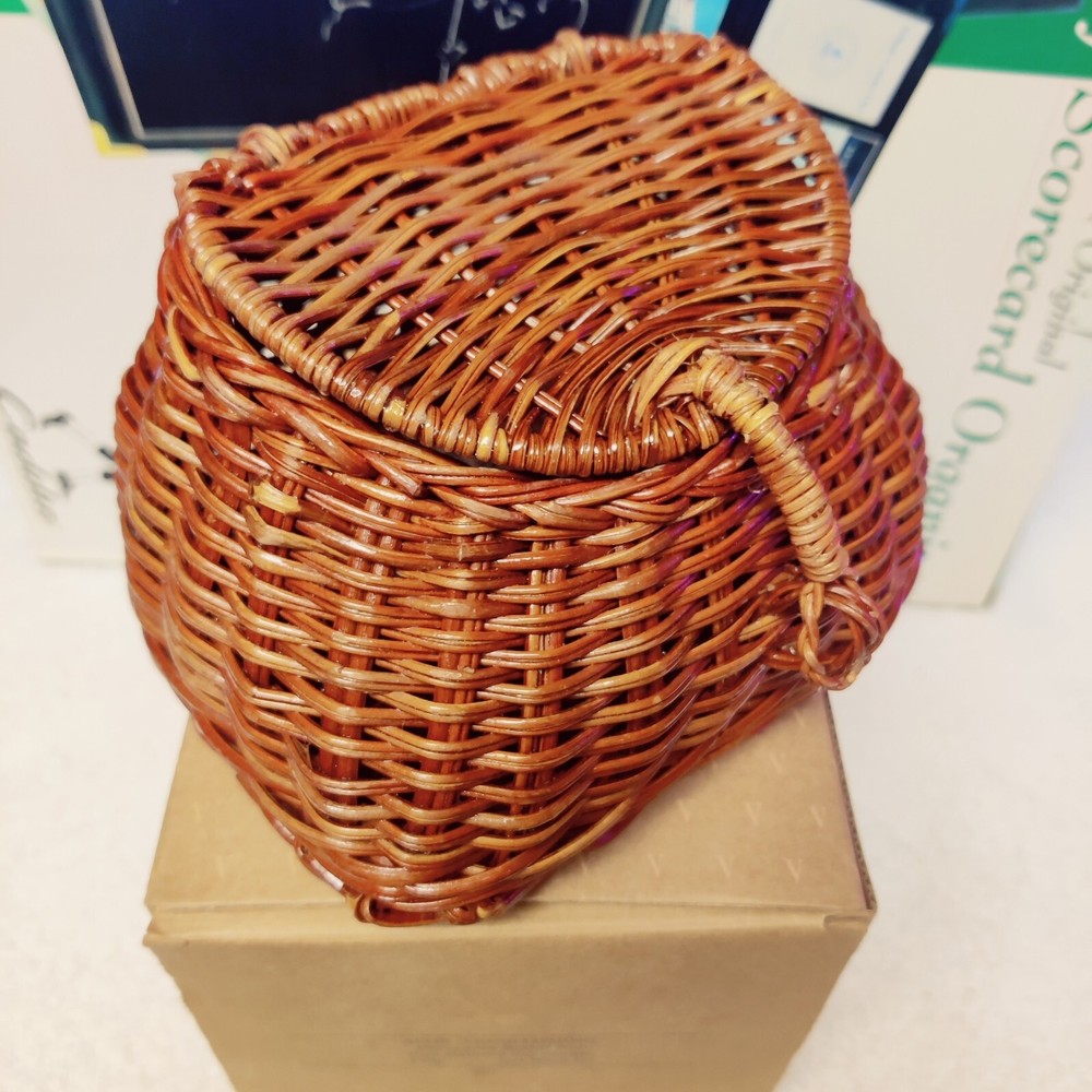 Vintage 1970 Avon Gone Fishing Wicker Basket Collectible with Original Box