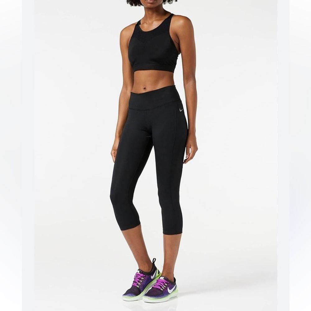 Nike Womens Black High-Waisted Crop Leggings 20 Inch Size Small  