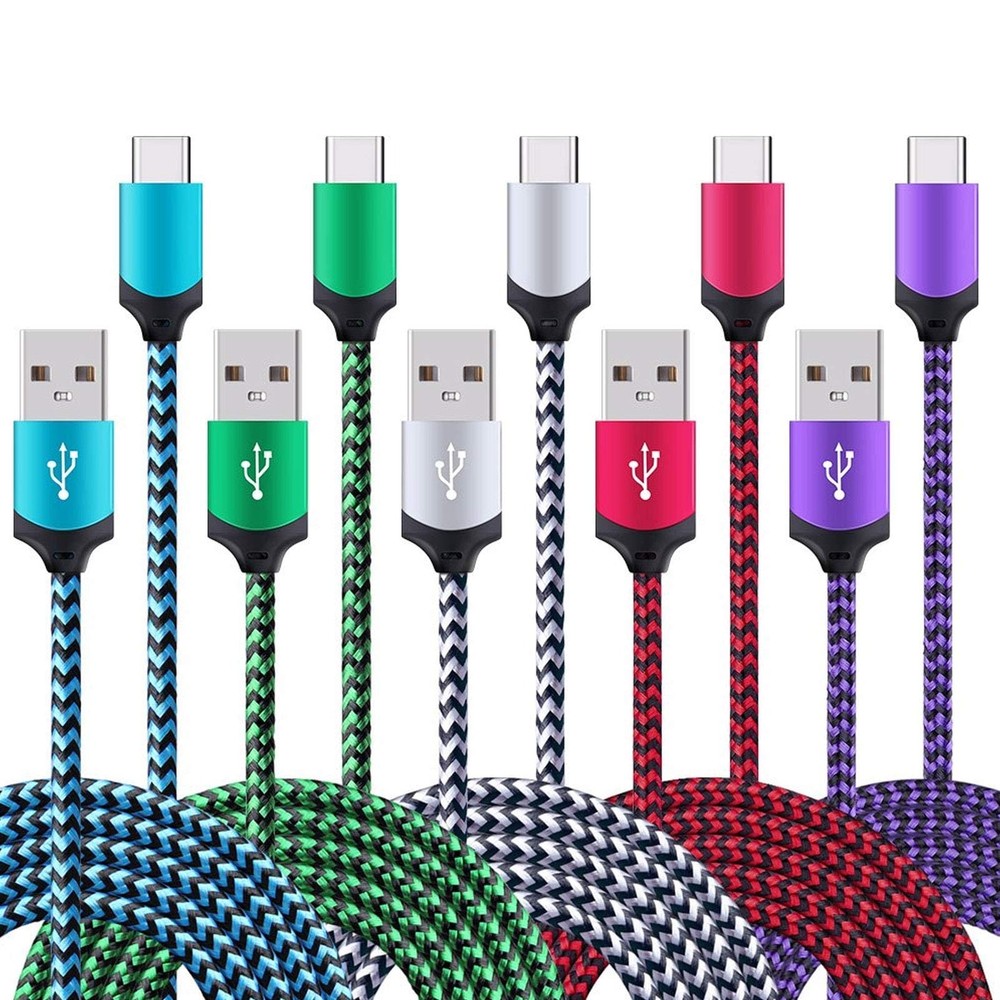 5Pack 6ft Fast USB Type C Cable Phone Charger Cord for Samsung Galaxy S24 S23...
