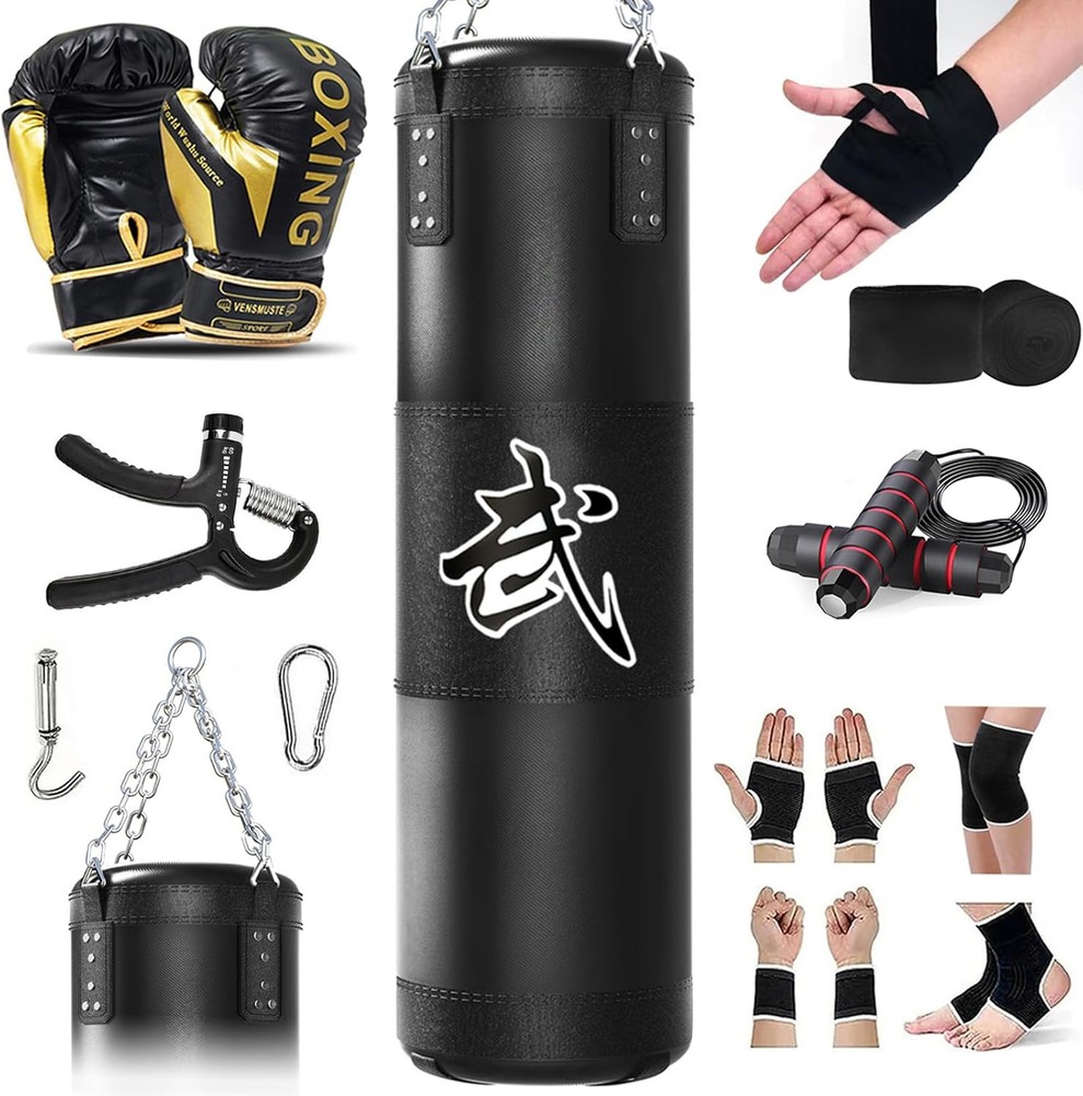 Punching Bag for Adults, 4ft Heavy Boxing Set with 4ft/120cm, 1.Black