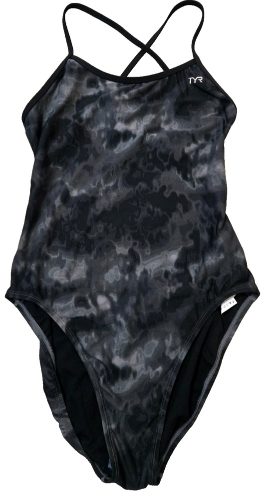 TYR Durafast Cross-Cut Fit One Piece Swimsuit Women's XXL (38) Dark Shadow NWT