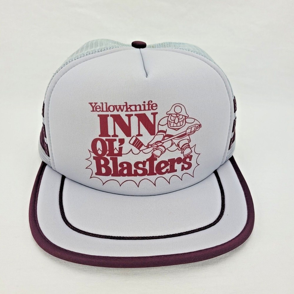 Vintage 3 Stripe Snapback Trucker Hat by Yellowknife Inn Ol Blasters H928 Mesh Cap