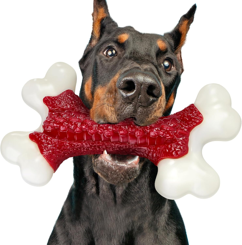 Durable Tough Dog Toys for Large Breed Aggressive Chewers Nylon Bone