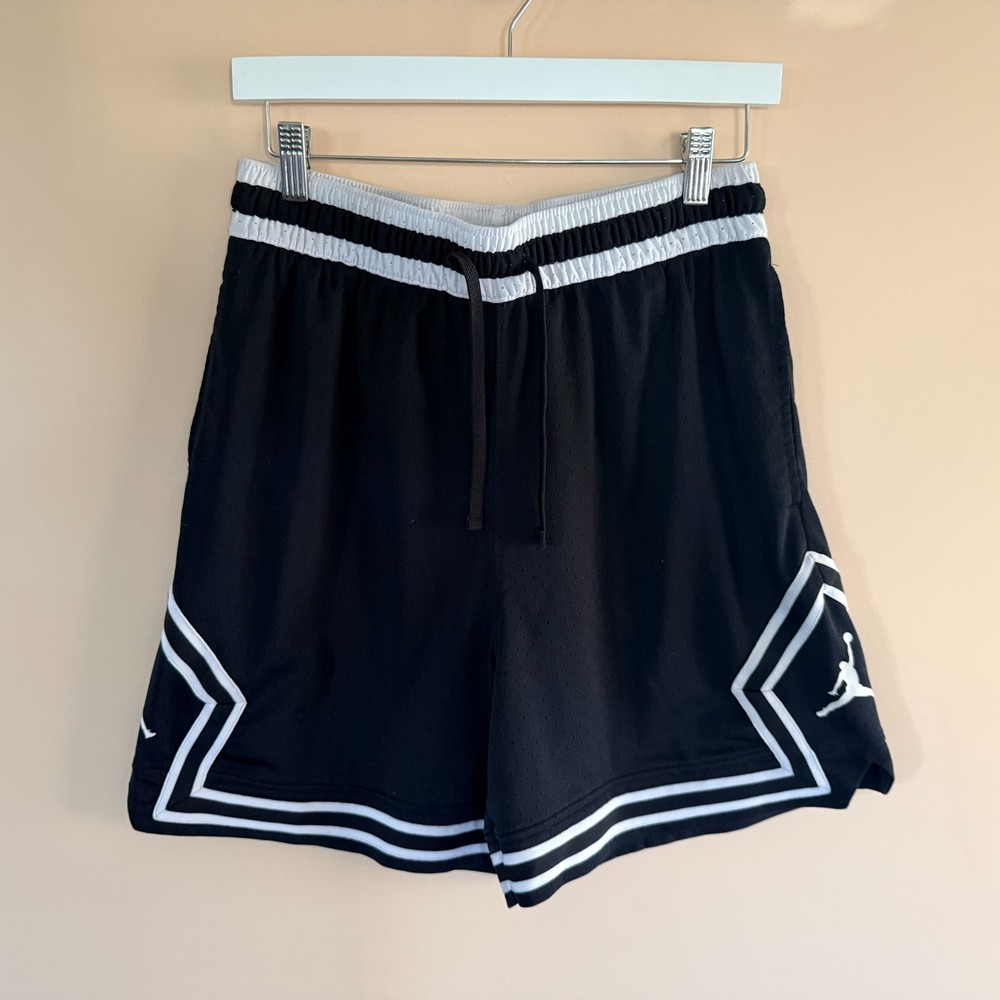 Nike Dri Fit Jordan Mesh Basketball Shorts Black White Men's Size Large L