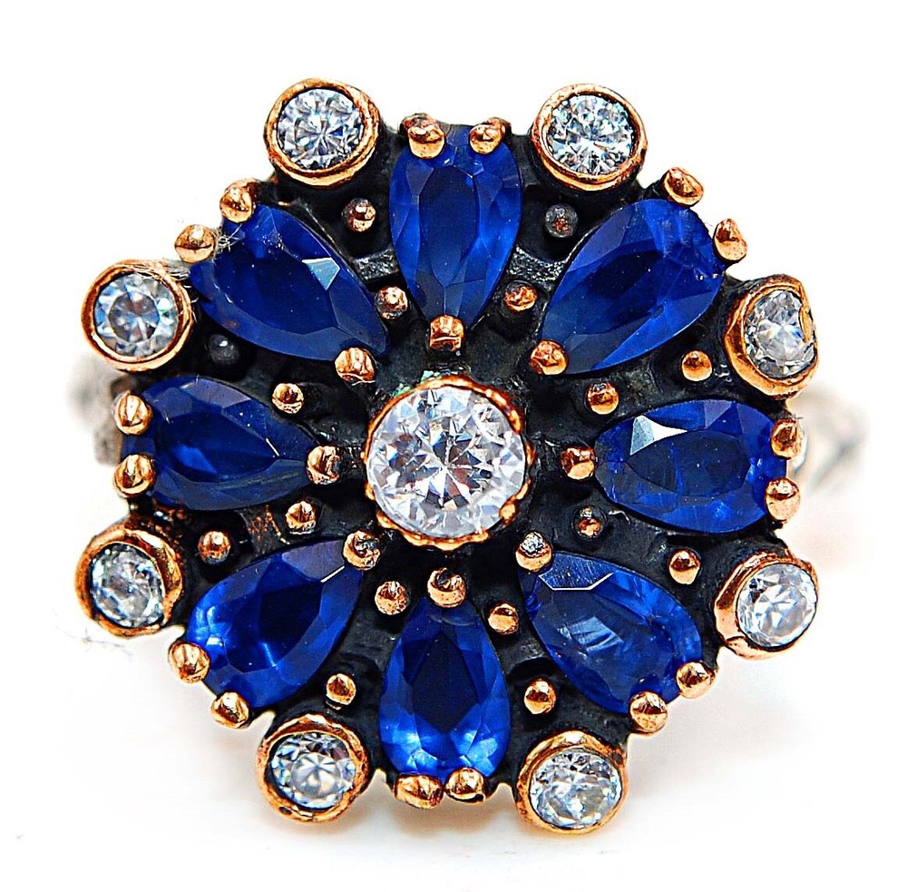 Exquisite 4CT Treated Sapphire 925 Sterling Silver Ring Ottoman Style Size 8 H3-9