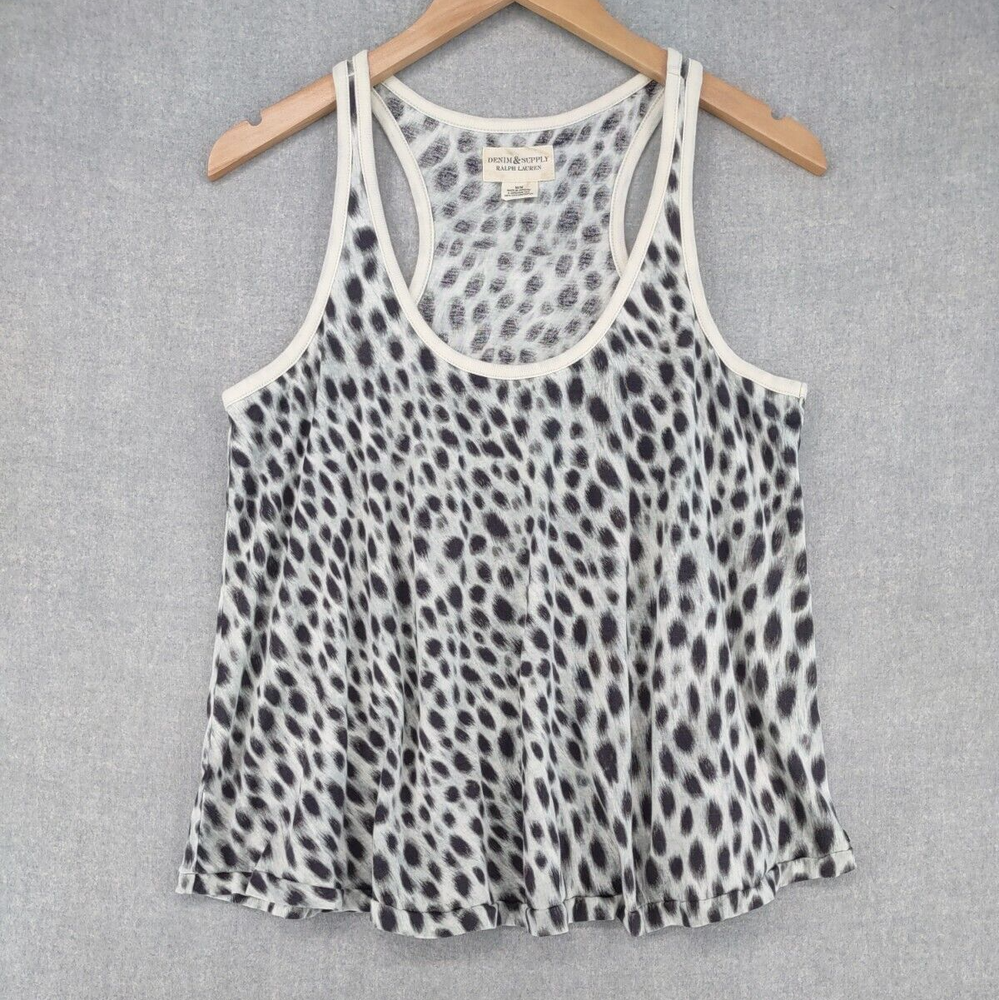 Denim & Supply Ralph Lauren Top Womens Medium Multicolor Tank Spotted Racerback