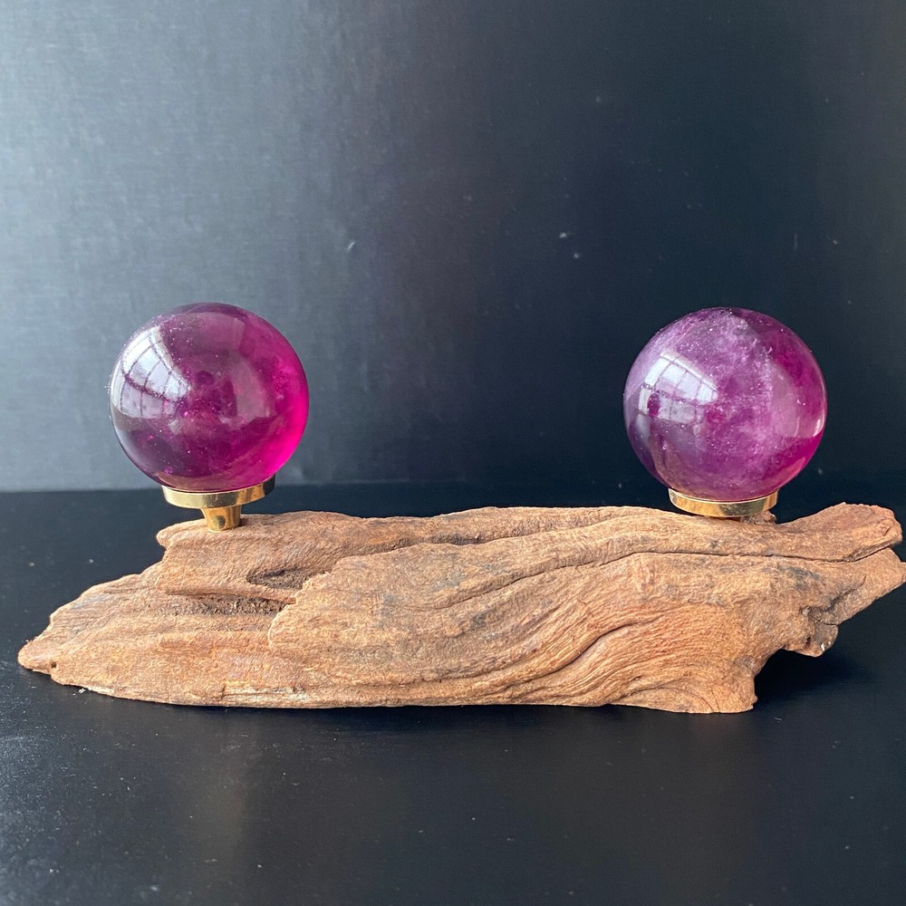 157g Natural Fluorite Ball Colorful Quartz Crystal Gemstone Healing with Stand