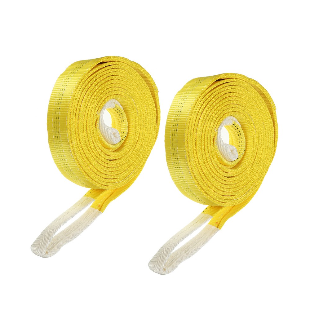 2 Pcs Lifting Slings Straps Polyester 16ft Flat Lifting Belts(6613lbs) Yellow
