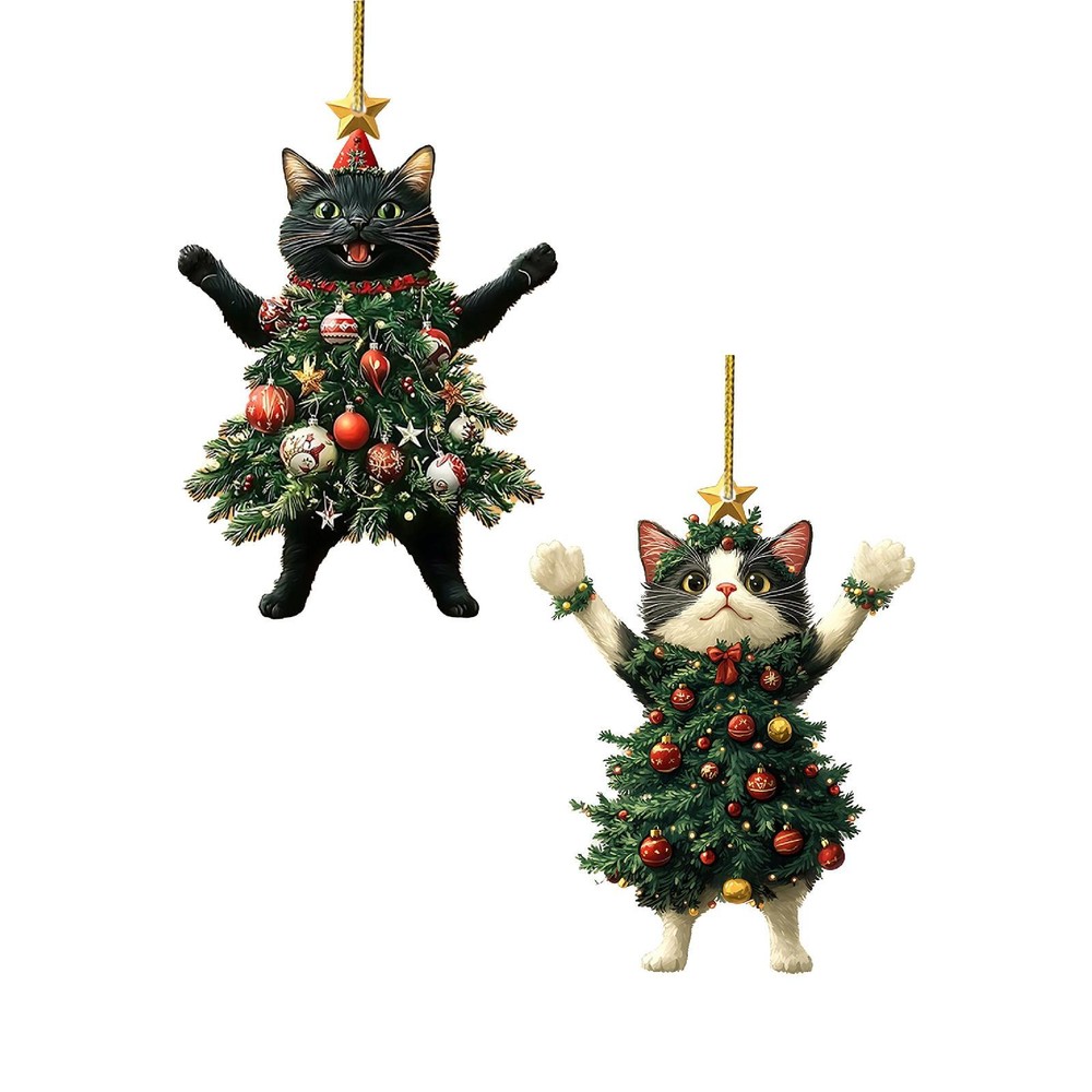 2PCS Christmas Tree Hanging Decorations Xmas Keychains Decorate Ornaments Set