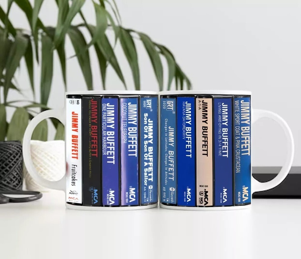 Jimmy Buffett Retro Cassette Album Collection Coffee Mug Rock Gift
