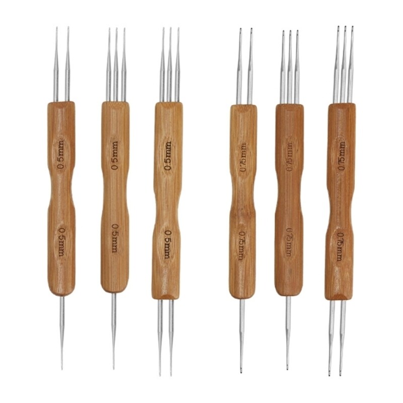 Double Head Crochet Hook for Dreadlocks with Bamboo Handle-image