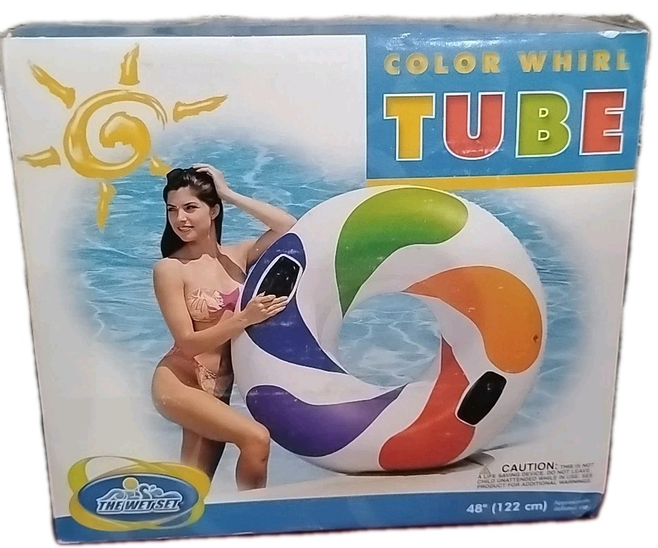 Vtg Pool Float Intex Wet Set Color Whirl Tube Inflatable 48