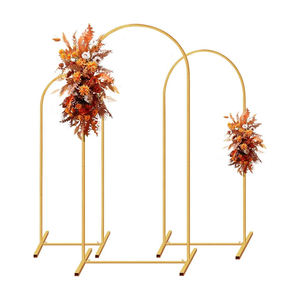 Arch Backdrop Stand Set of 3 Gold Metal Arch Frames for Balloon Decor - Wedding