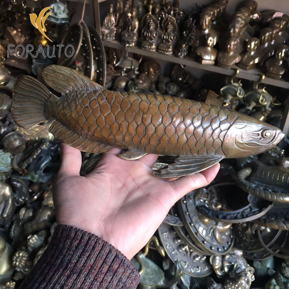 Rare fengshui Bronze Lucky brass Carved statue ' Fish every year ' Wish U Wealth