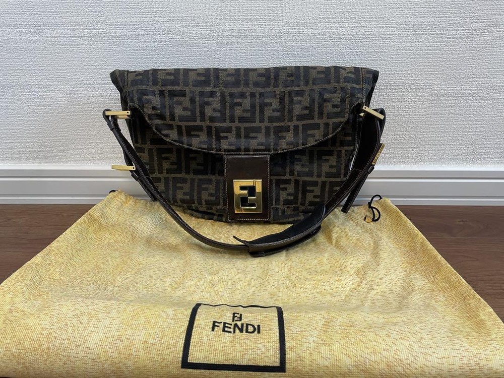 FENDI FF Logo Shoulder Bag in Zucca Pattern Pre-Owned