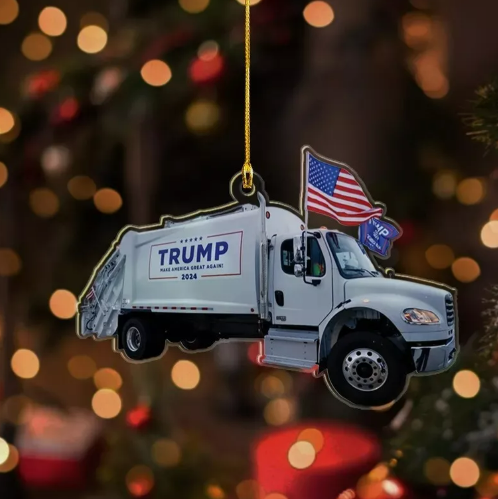 Trump Make America Great Again 2024 Garbage Truck Ornament, Trump Gift For Lover
