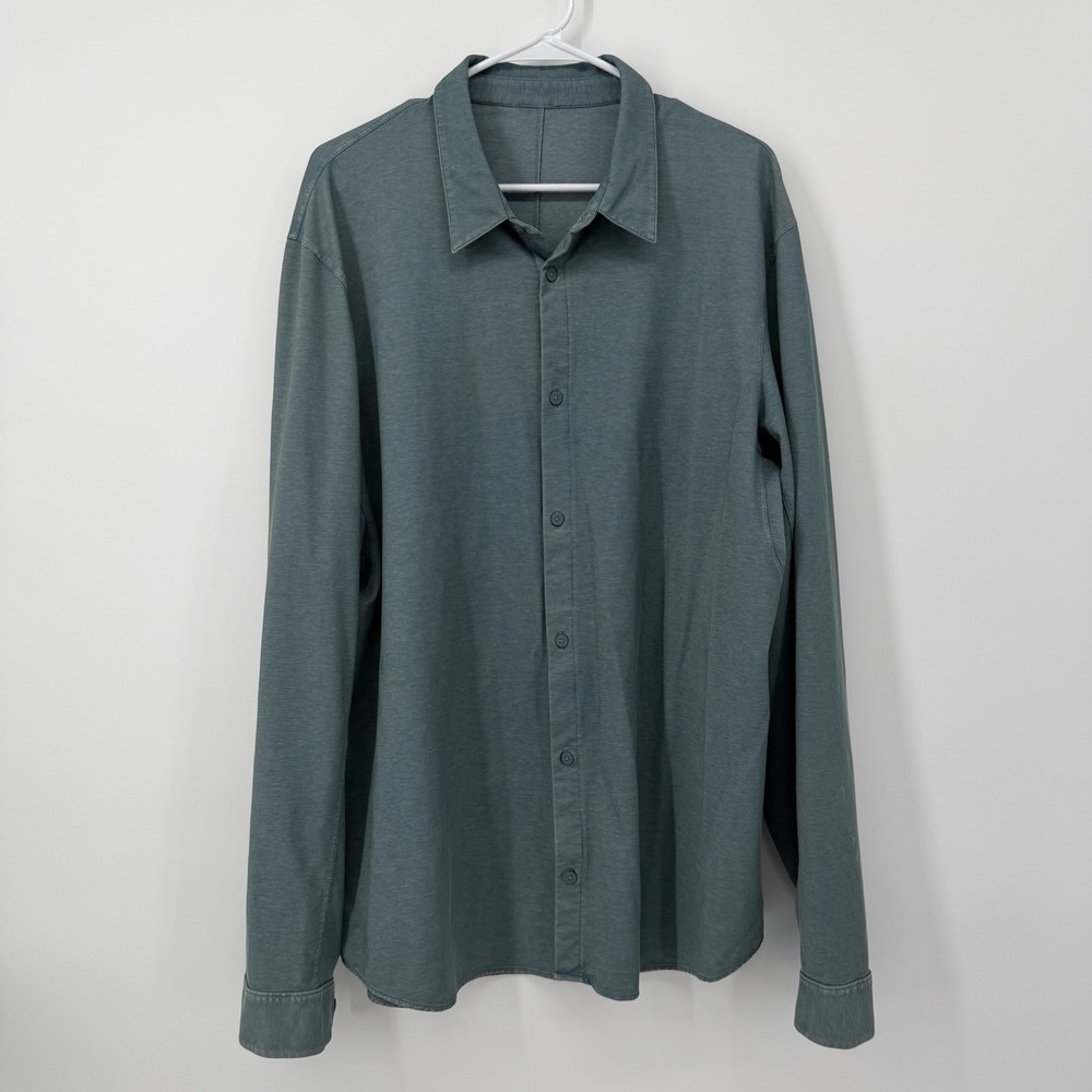 Lululemon Commission Long Sleeve Button *Wash Mens XL Enzyme Green *See Photo