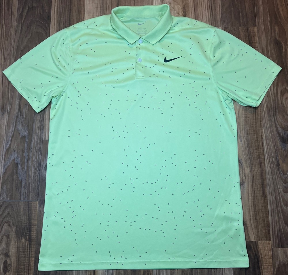 Nike Men’s Golf Dri-Fit Standard Polo Shirt Size M  AOP Stretch Hi Viz Yellow