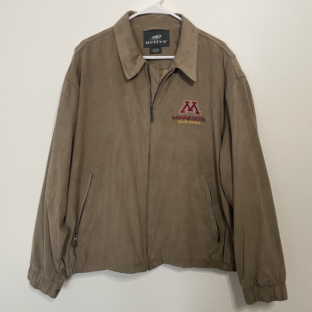 NCAA Minnesota Golden Gophers Men’s Brown Full Zip Logo Jacket Size XL Vintage