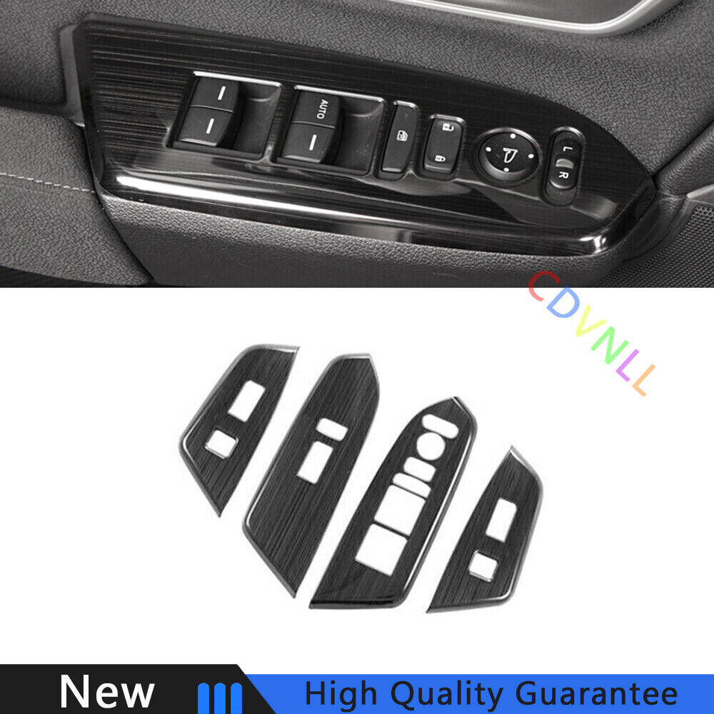 For Honda CRV CR-V 2017-2022 Black Titanium Window Lock Lift Panel Frame Trim 4*