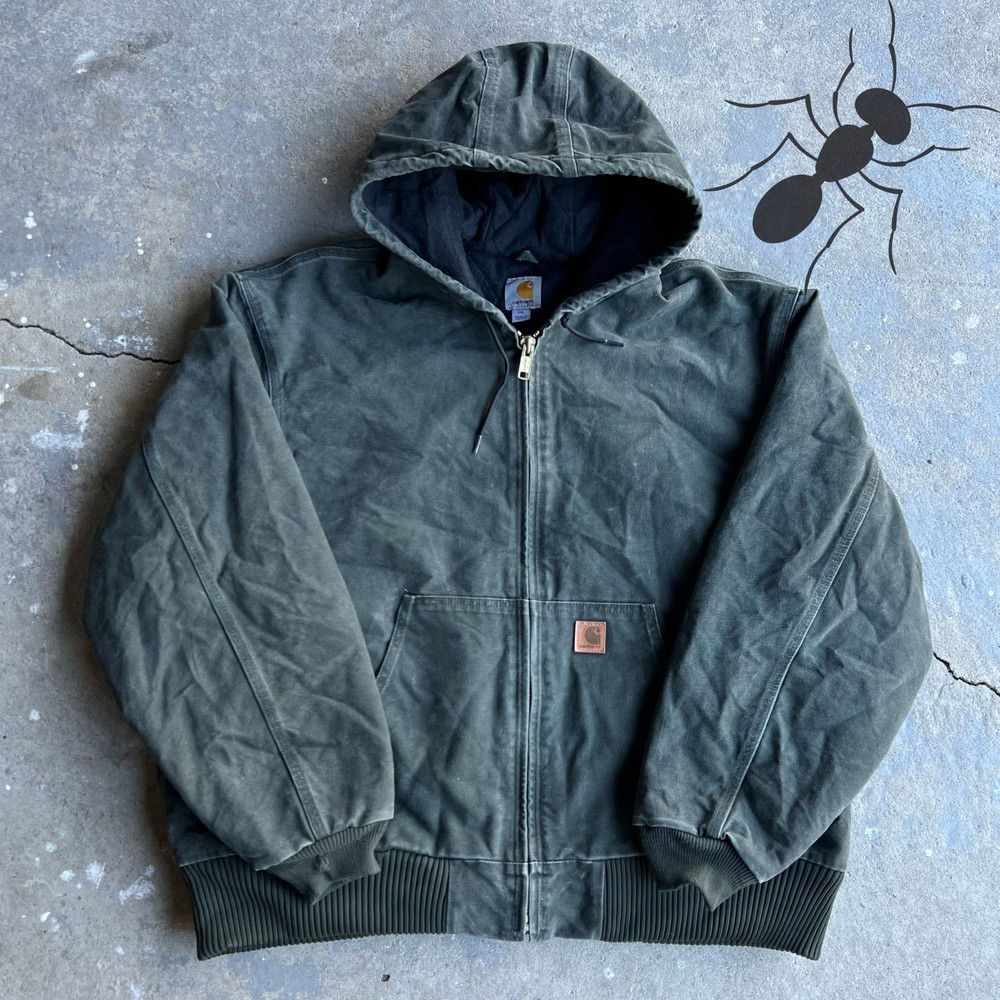 Vintage Y2K MOS Green Carhartt J130 Hooded Work Jacket