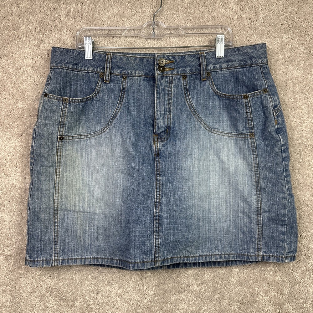 Zana Di Womens Size 18 Blue Jean Denim Mini Skirt Skort Shorts Y2K