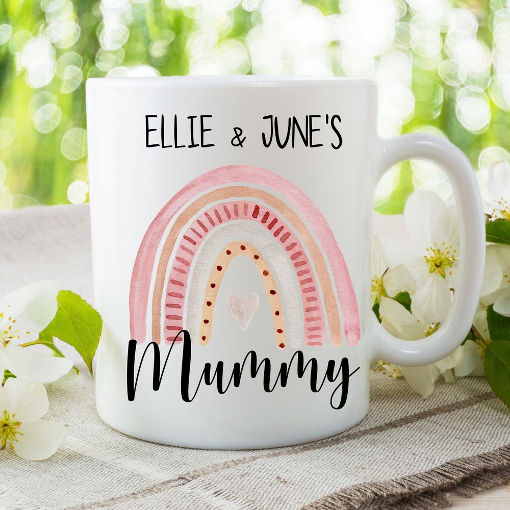 Mothers Day Mug Mama Mug With Rainbow Print Custom Children Names Mama Rainbow-image