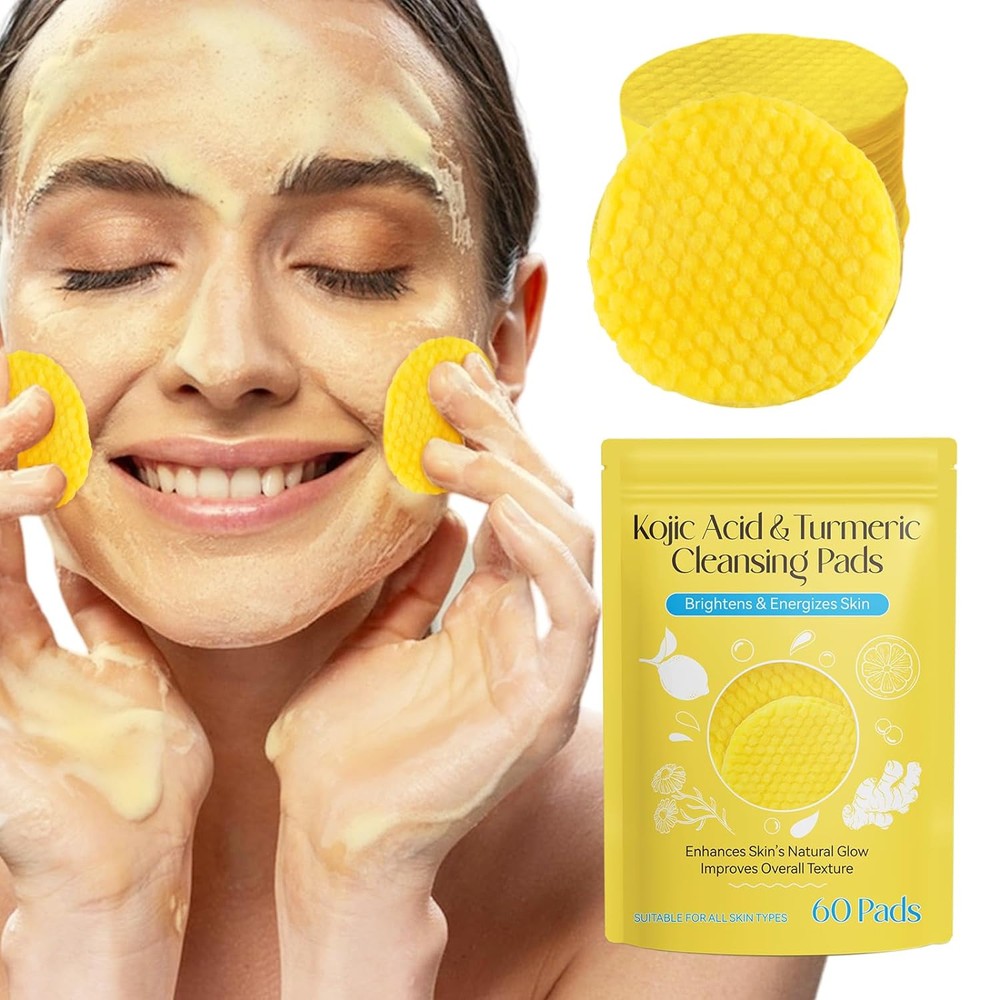 60PCS Turmeric Kojic Acid Pads,Turmeric Cleansing Pads, Face...