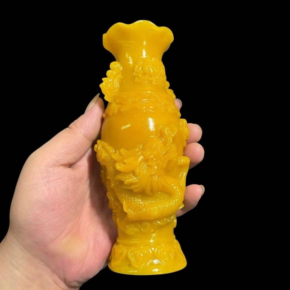 Jade Raw Stone Shoushan Stone Carving Pi Xiu Pair Dragon Phoenix Vase Decoration