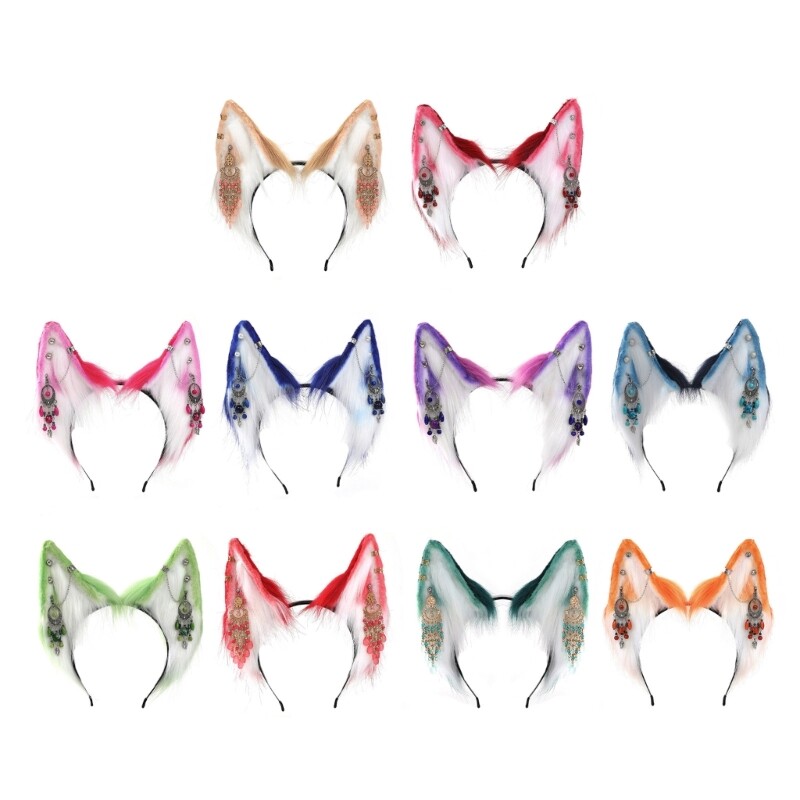 Colorful Wolf Ear Headband for Students Live Stream Broadcast
