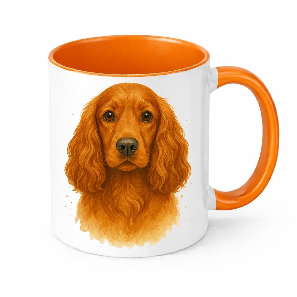 Brew Crew Gifts Cocker Spaniel Mug White Ceramic 11 Oz Dishwasher Safe Orange