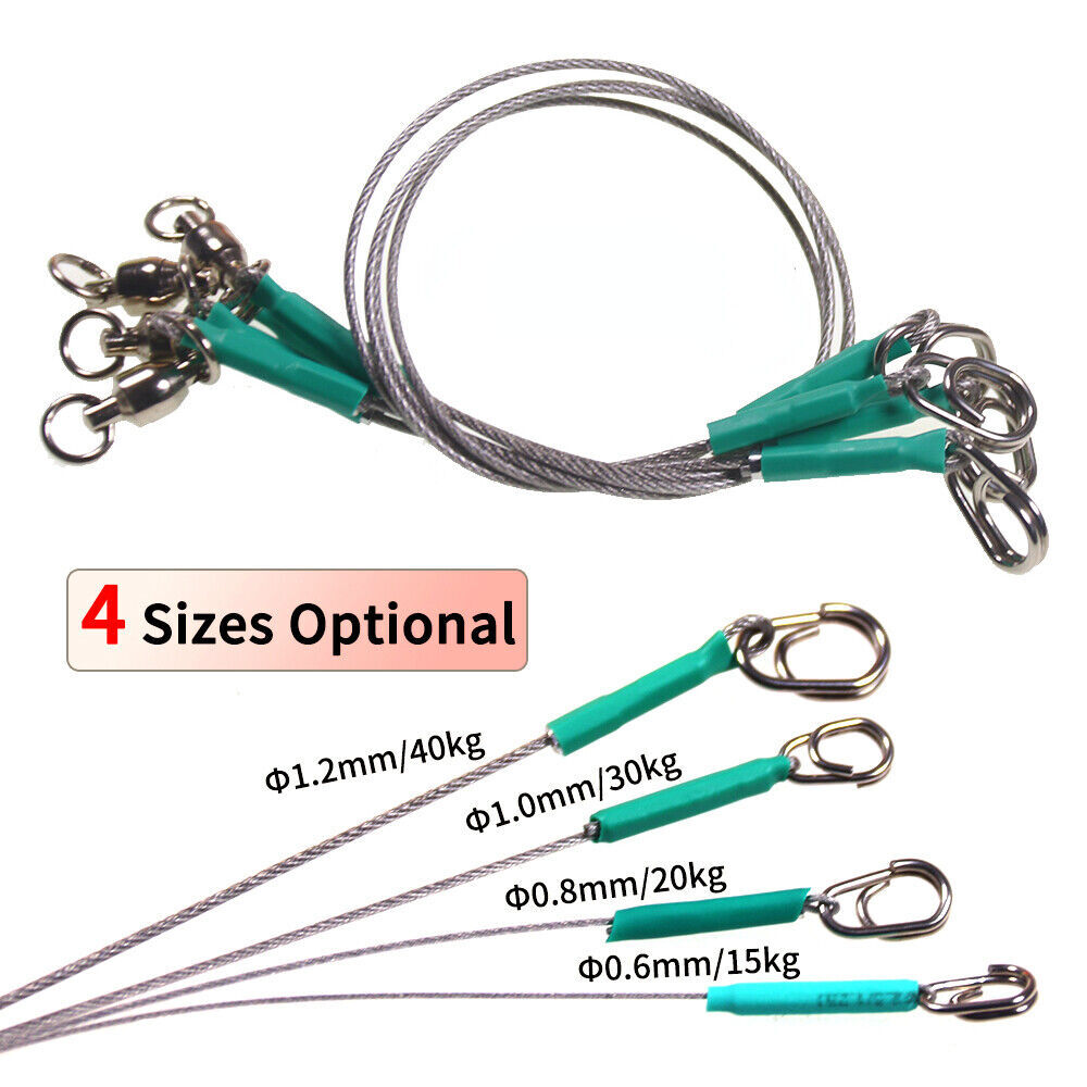5PCS 7*7 Strands Stainless Steel Anti-bite Wire Leader with Bearing Swivel