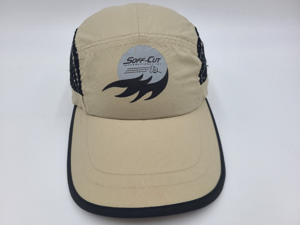 Soff-Cut Saws 5 Panel Nylon Mesh Strapback Adjustable Hat Cap Men Women Beige