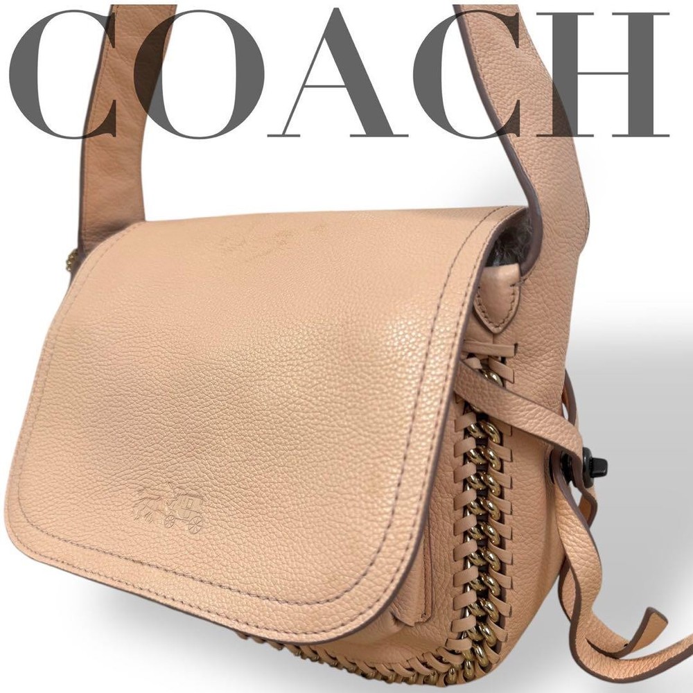 Coach Leather Shoulder Bag in Beige Authentic G05081136