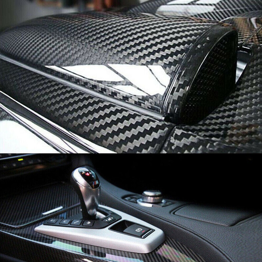 5D Carbon Fiber Mirror Black Car Wrap Vinyl Sticker 12x60