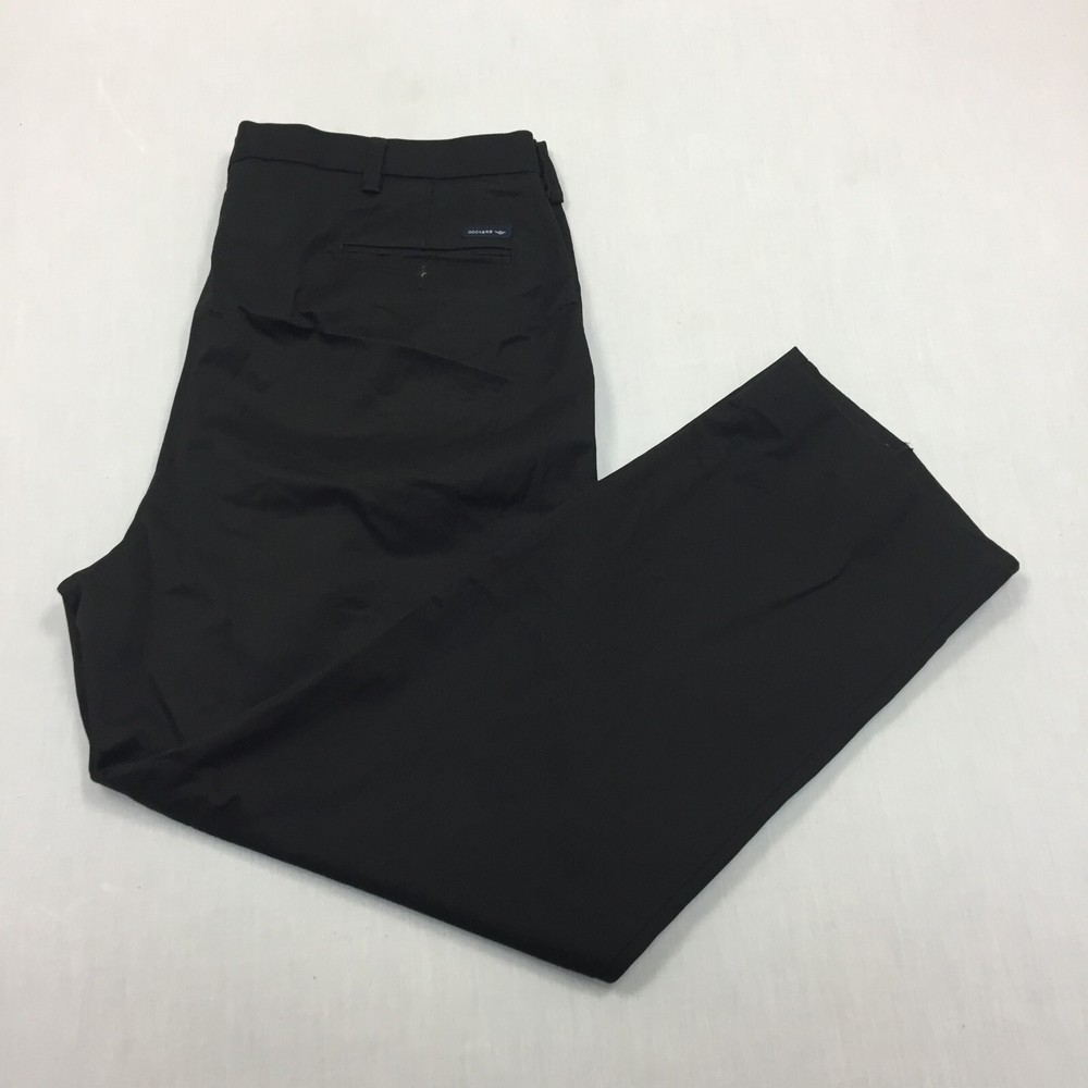 Dockers D3 Chino Trousers Cotton Pants Straight Fit Mens Size 42W 32L Black
